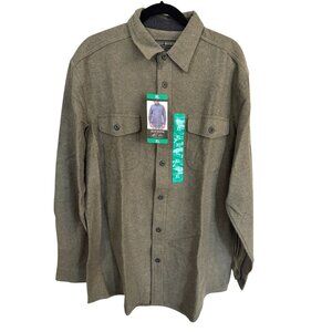 Grizzly Mountain Shirt Double Brushed Chamois Flannel Shirt Olive Green Mens XL